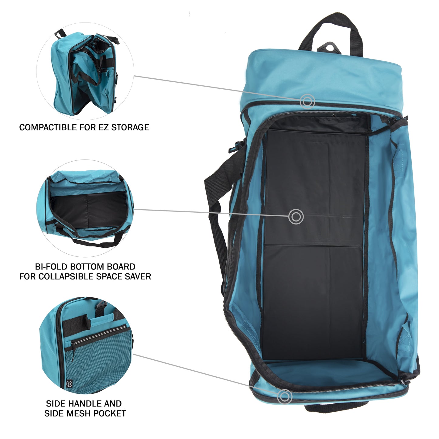 Protégé 28" Rolling Collapsible Travel Duffel Bag, Teal