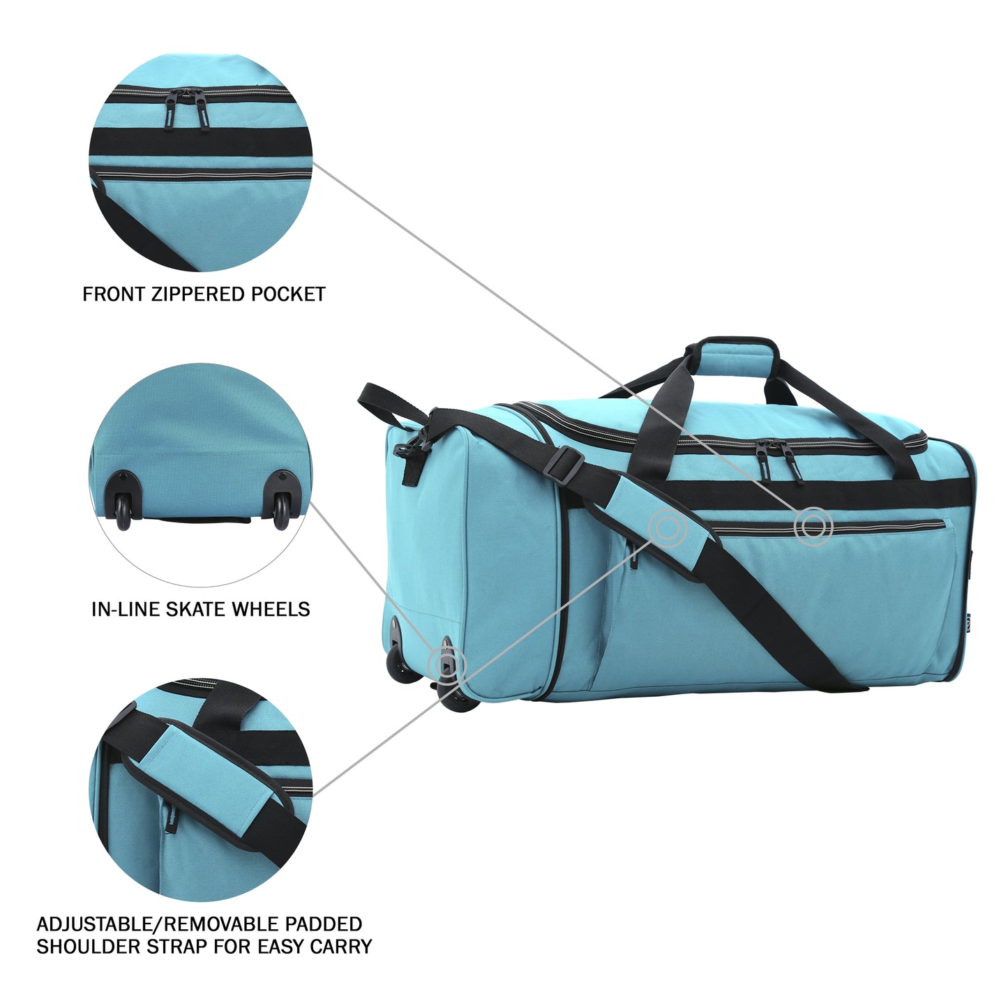 Protégé 28" Rolling Collapsible Travel Duffel Bag, Teal