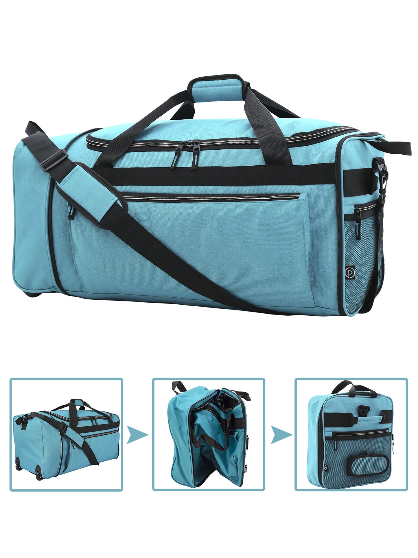 Protégé 28" Rolling Collapsible Travel Duffel Bag, Teal